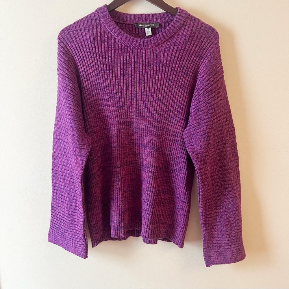 Urban Outfitters Purple Marled Ribbed Sweater Flared Sleeves Size Medium NEW